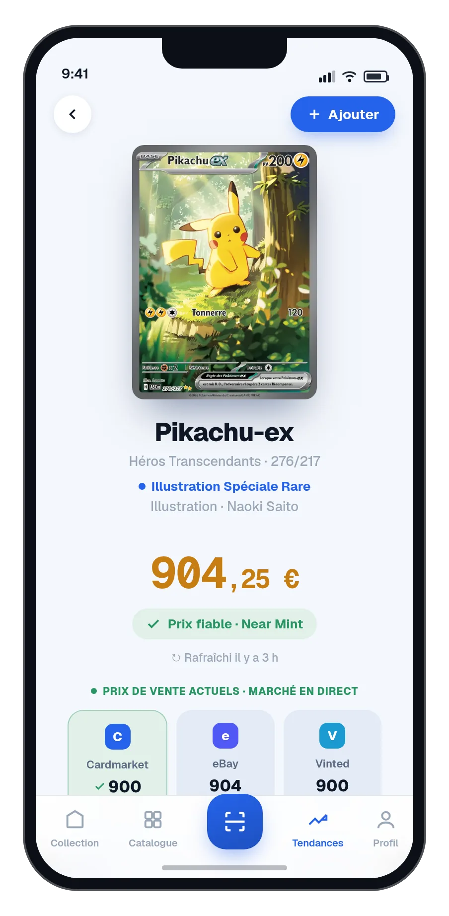 Fiche prix d'une carte